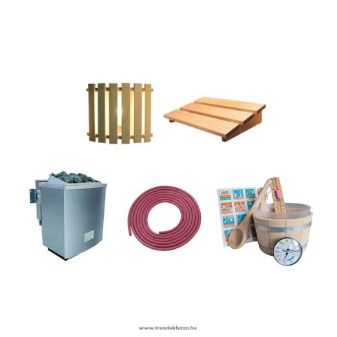 Kouva finn szauna + 9 kW szaunakemence 400 V  Méret: 200 x 170 x 200 cm Sarokmodell