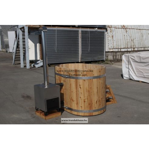 Ovális dézsa lucfenyő külső aluminium 35kw kályhával 1,3x0,85