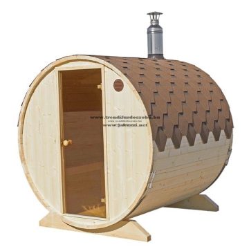   Hordó szauna S2-es 2,2 méteres thermowood harvia20 PRO fatűzelésű kályhával