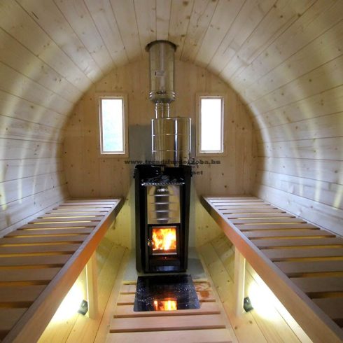 HORDÓ SZAUNA s4pv ÖLTÖZŐVEL ÉS KÜLSŐ PADOKKAL 2,2M ÁTMÉRŐJŰ LUCFENYŐ HARVIA 20 PRO KÁLYHÁVAL++